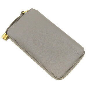 Chloe grey calfskin cashmere wallet Marcie grained long zip